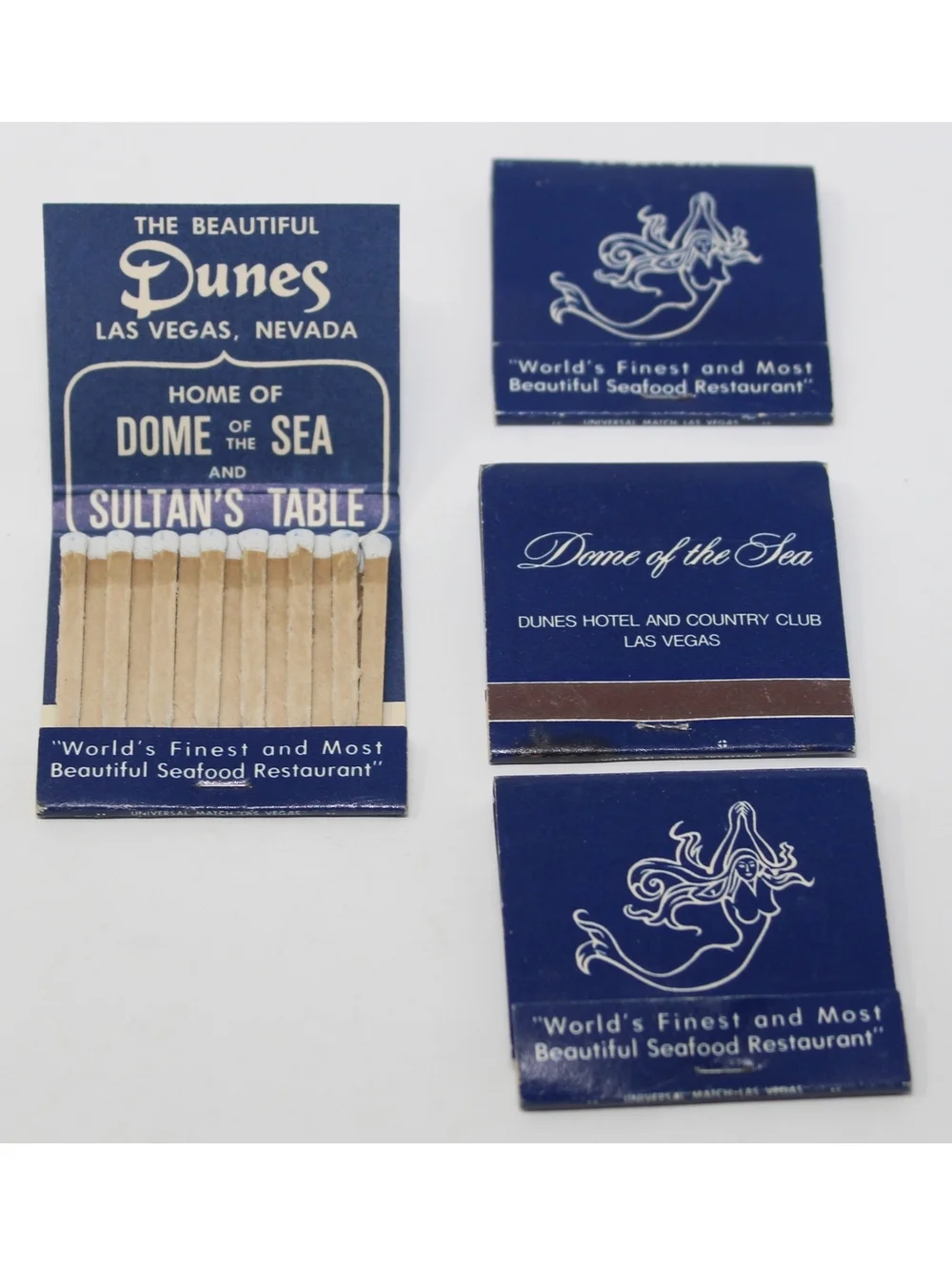 Vintage 4 Matchbooks Naked Mermaid Dome of the Sea Dunes Hotel Casino Las Vegas